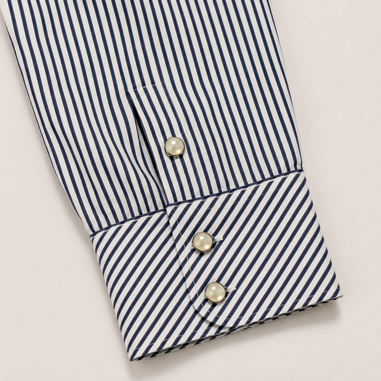 Men’s Navy White Pin Stripe Long Sleeve Cowboy Western Snap Shirt