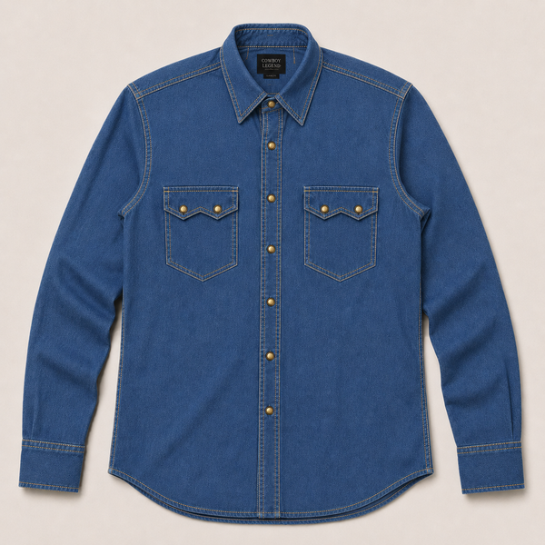 Men's Long Sleeve Washed Denim Shirt