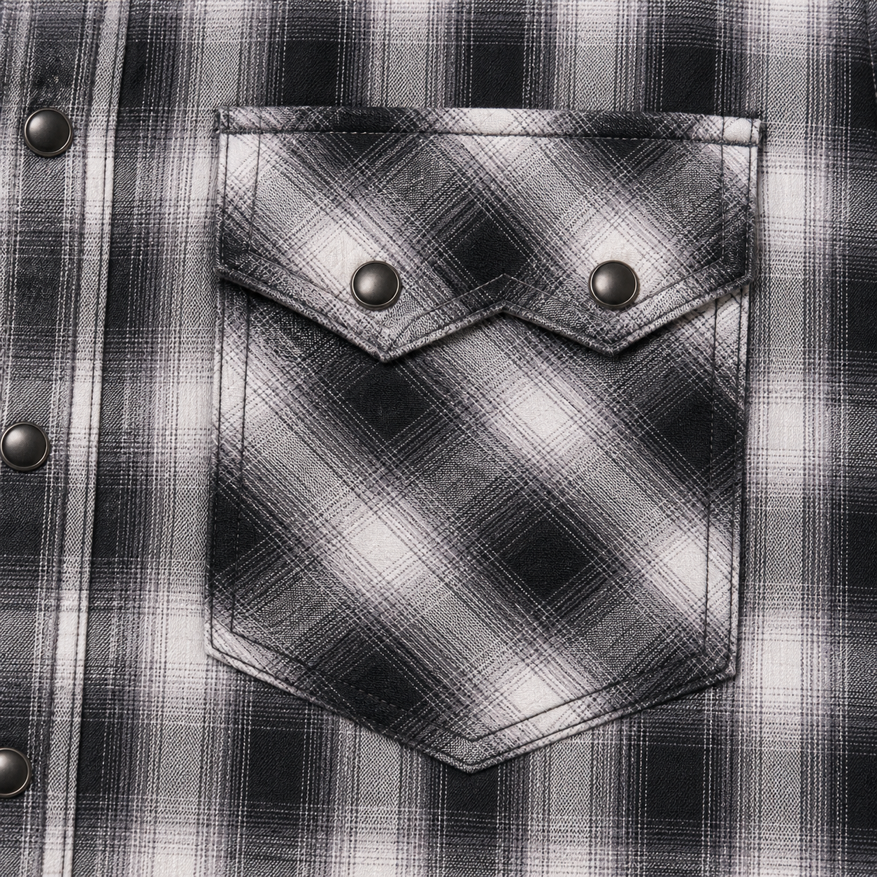Men’s Black Plaid Long Sleeve Cowboy Western Snap Shirt