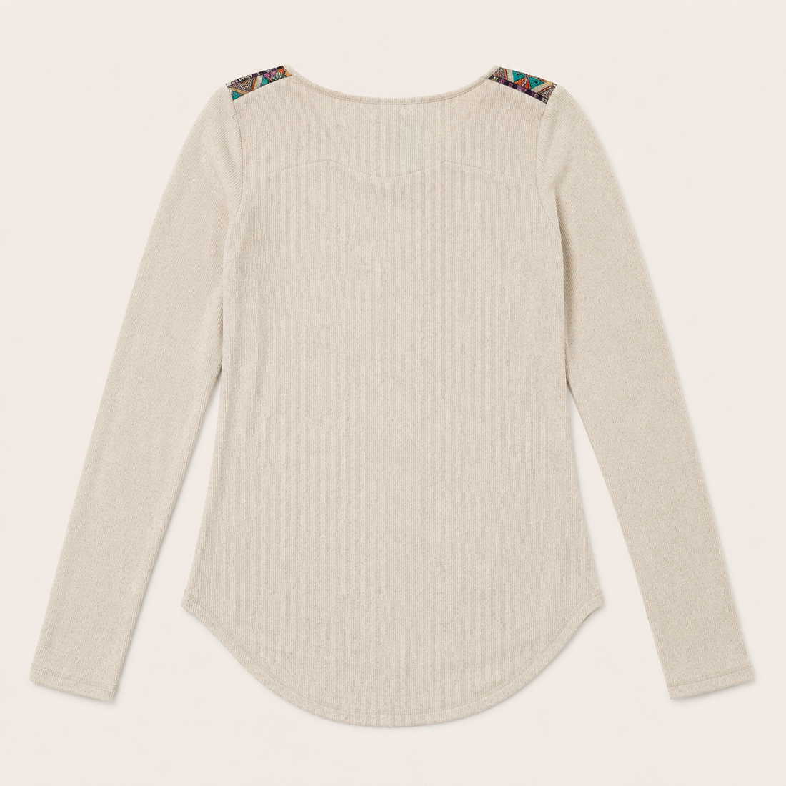 Aztec Shoulder Detail Rib Knit Top