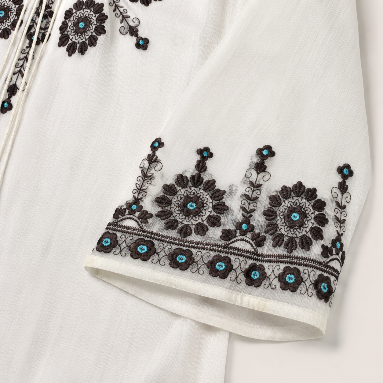 Bohemian Embroidered Sleeve Western Top Detail