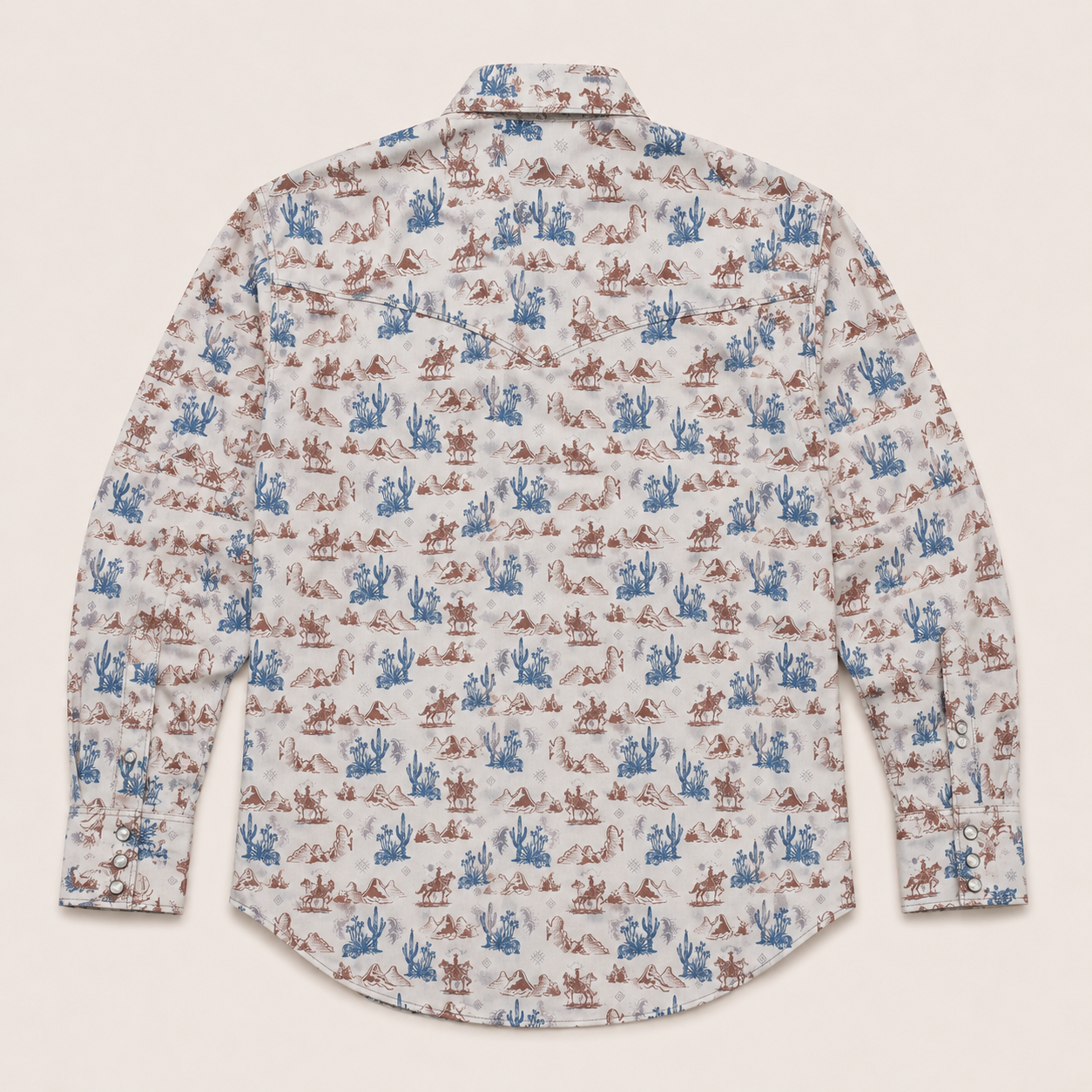 Boys Desert Print Long Sleeve Cowboy Western Snap Shirt