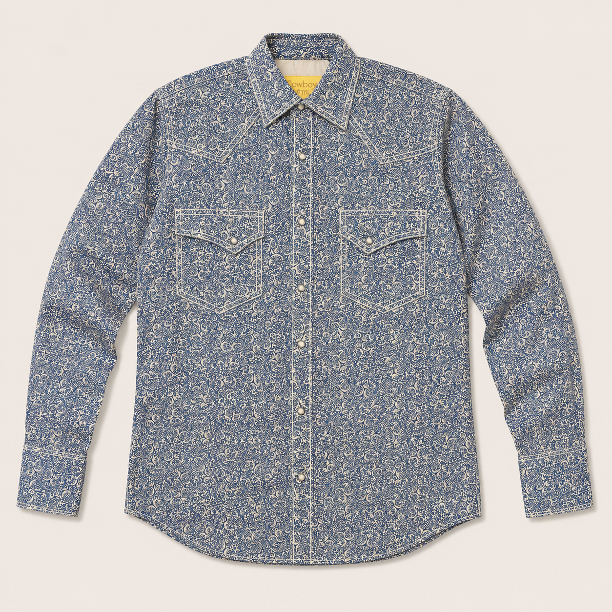 Cowboy Legend Men's Blue Paisley Pearl Snap Western Shirt