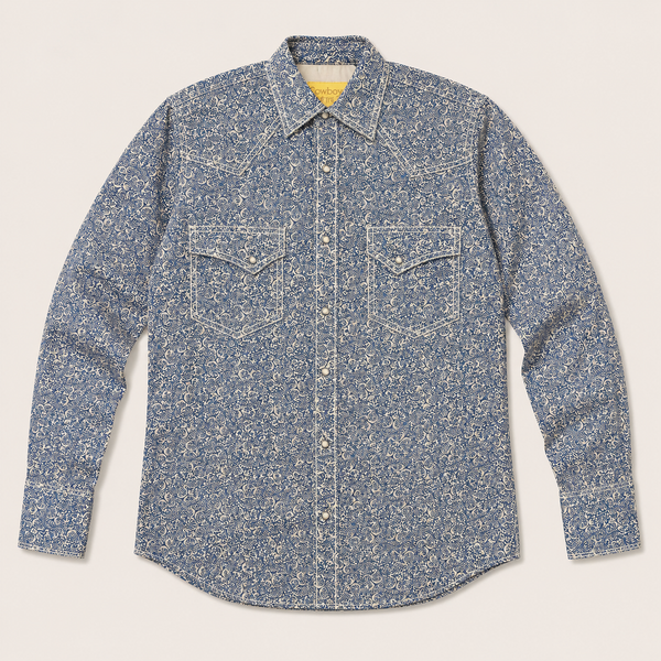 Cowboy Legend Men's Blue Paisley Pearl Snap Western Shirt