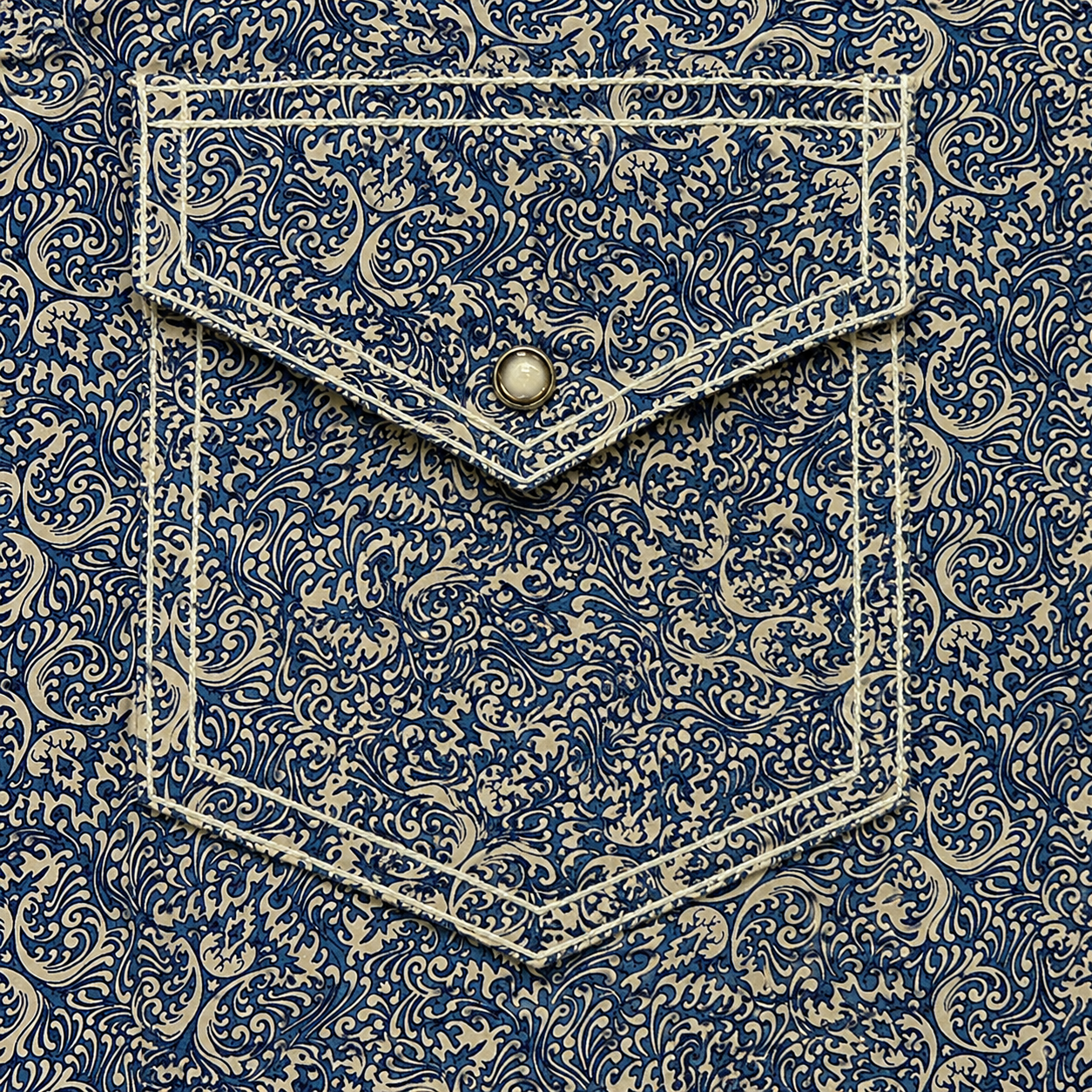 Cowboy Legend Men's Blue Paisley Pearl Snap Western Shirt