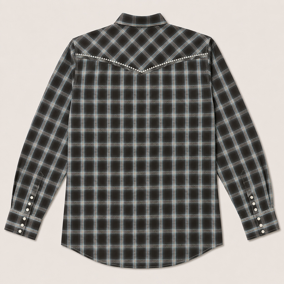 Cowboy Legend Men's Black-Charcoal Plaid  Western Shirt