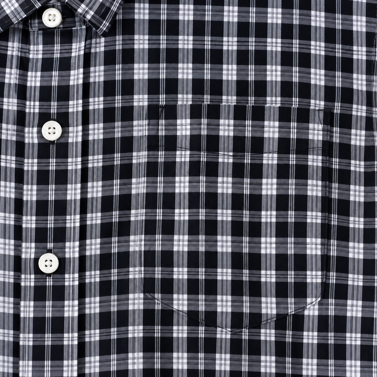 Men’s Black & White Plaid Long Sleeve Button-Down Shirt
