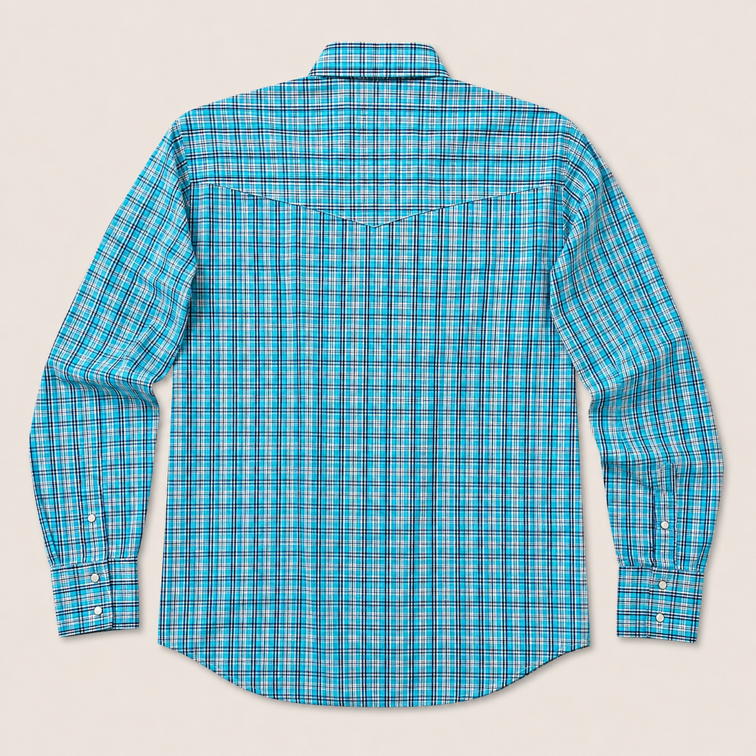 Men's Turquoise Plaid Long Sleeve Western Snap Shirt