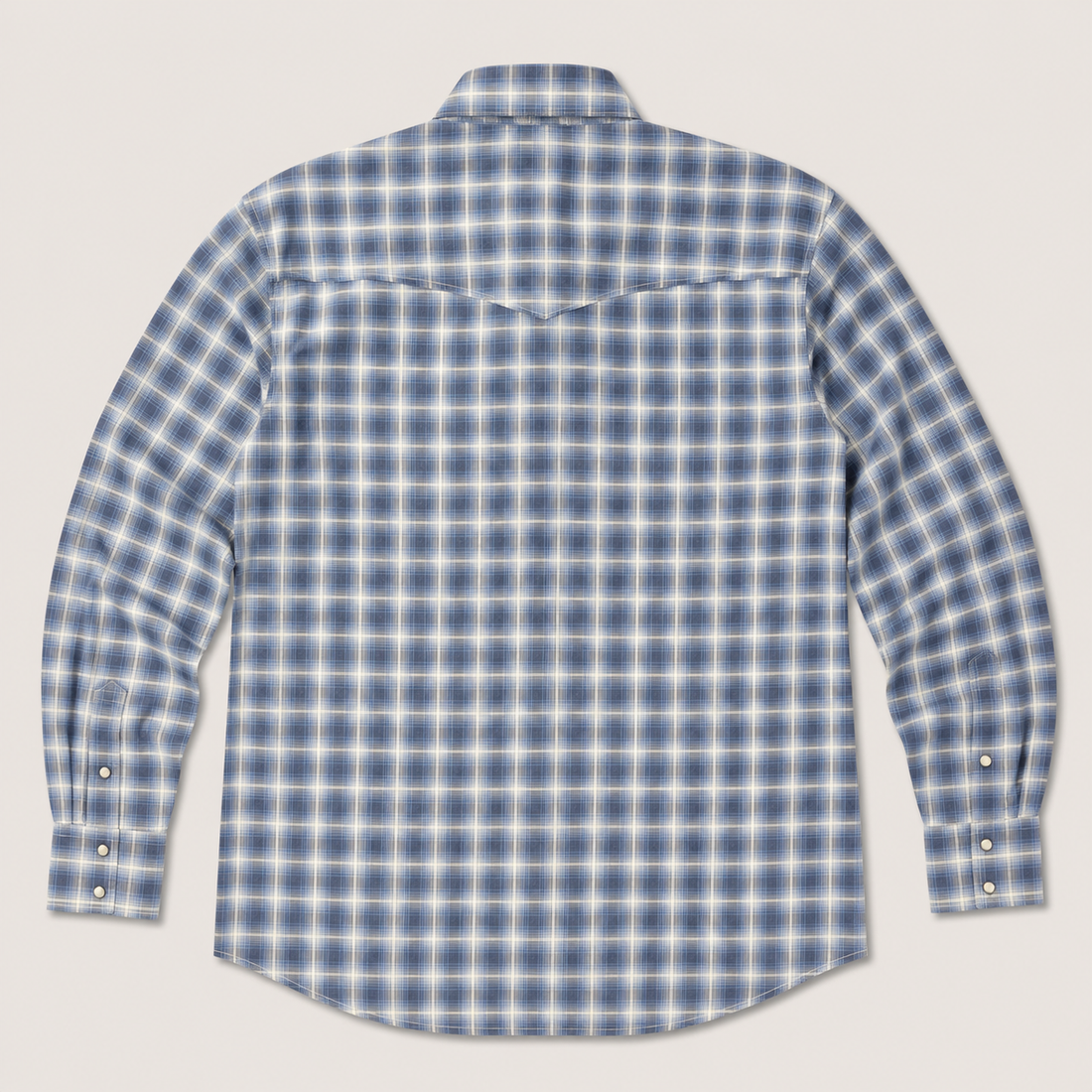 Cowboy Legend Men's Denim Blue Plaid Pearl Snap Western Shirt