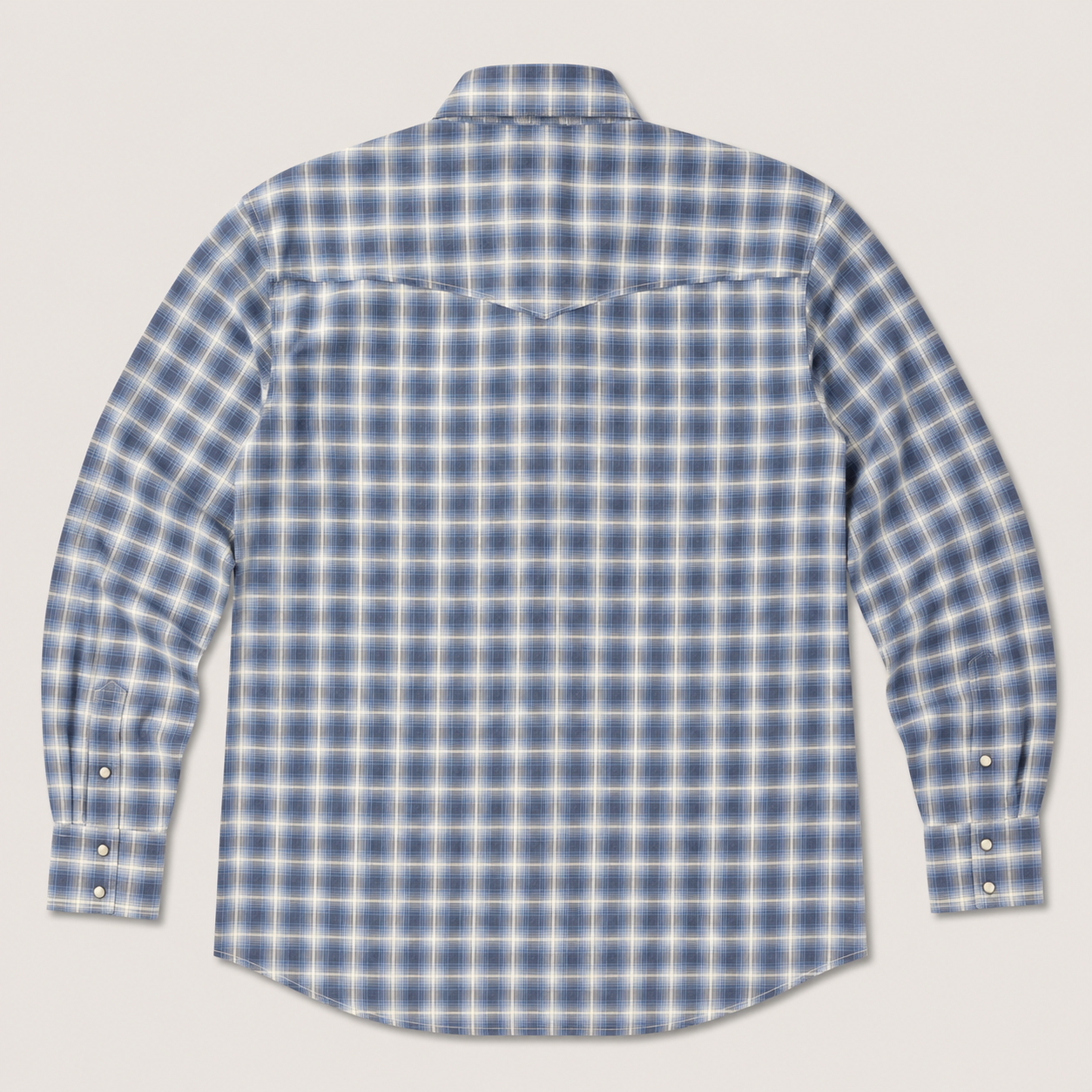 Cowboy Legend Men's Denim Blue Plaid Pearl Snap Western Shirt