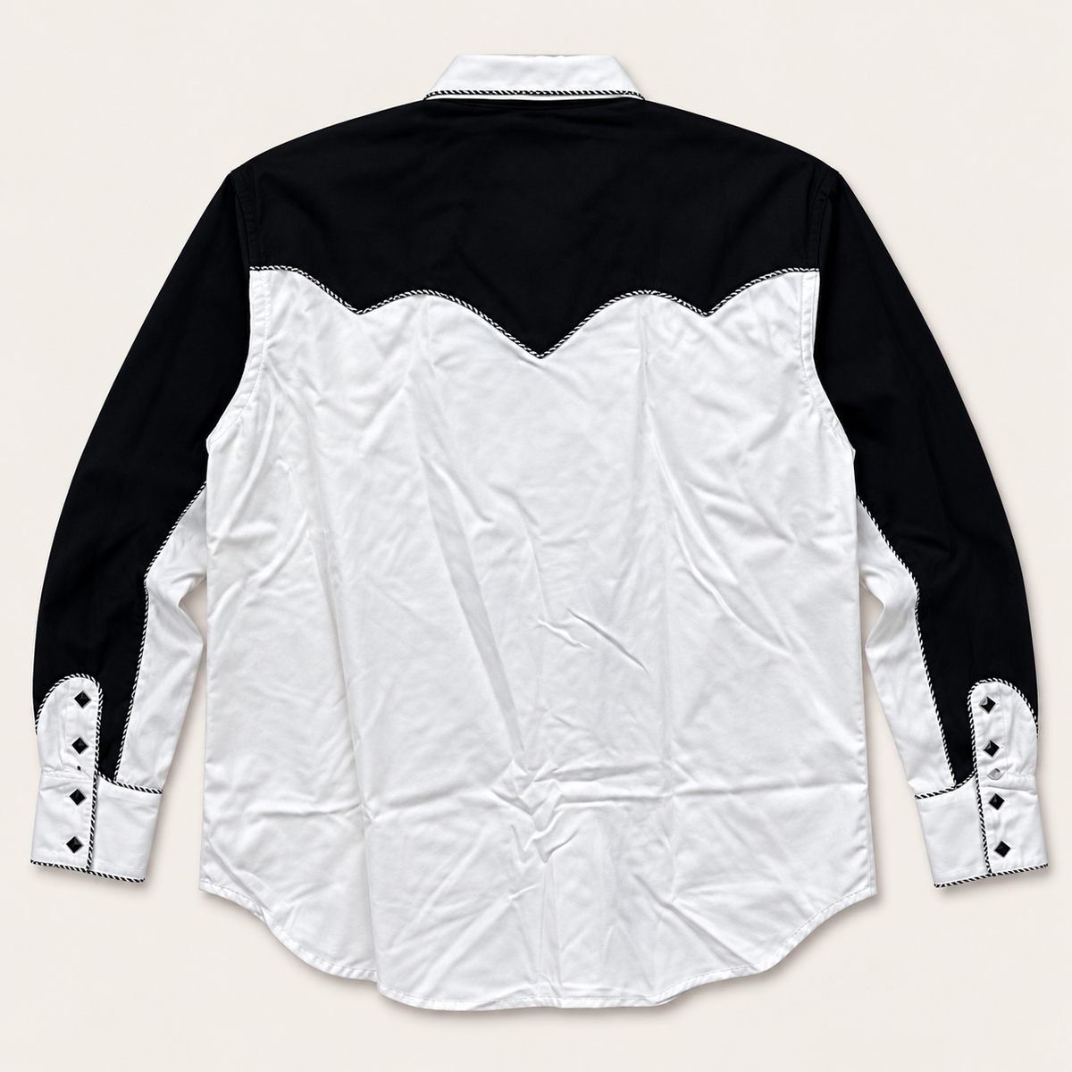 Men’s Classic Black & White Retro Western Snap Shirt