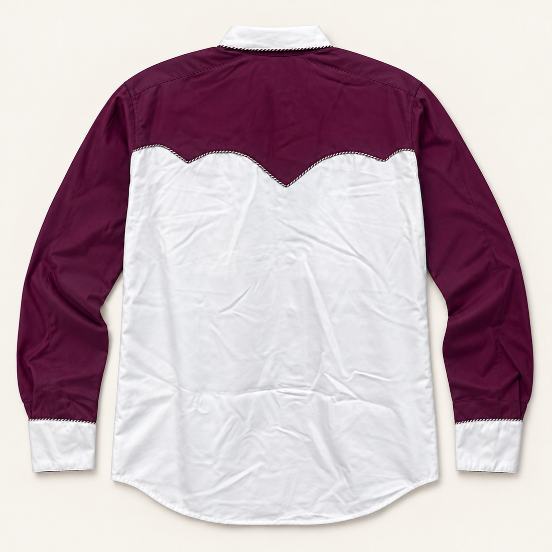 Men’s Classic Eggplant & White Retro Western Snap Shirt