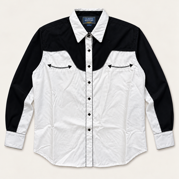 Men’s Classic Black & White Retro Western Snap Shirt