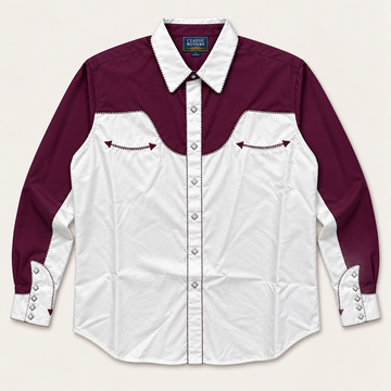 Men’s Classic Eggplant & White Retro Western Snap Shirt