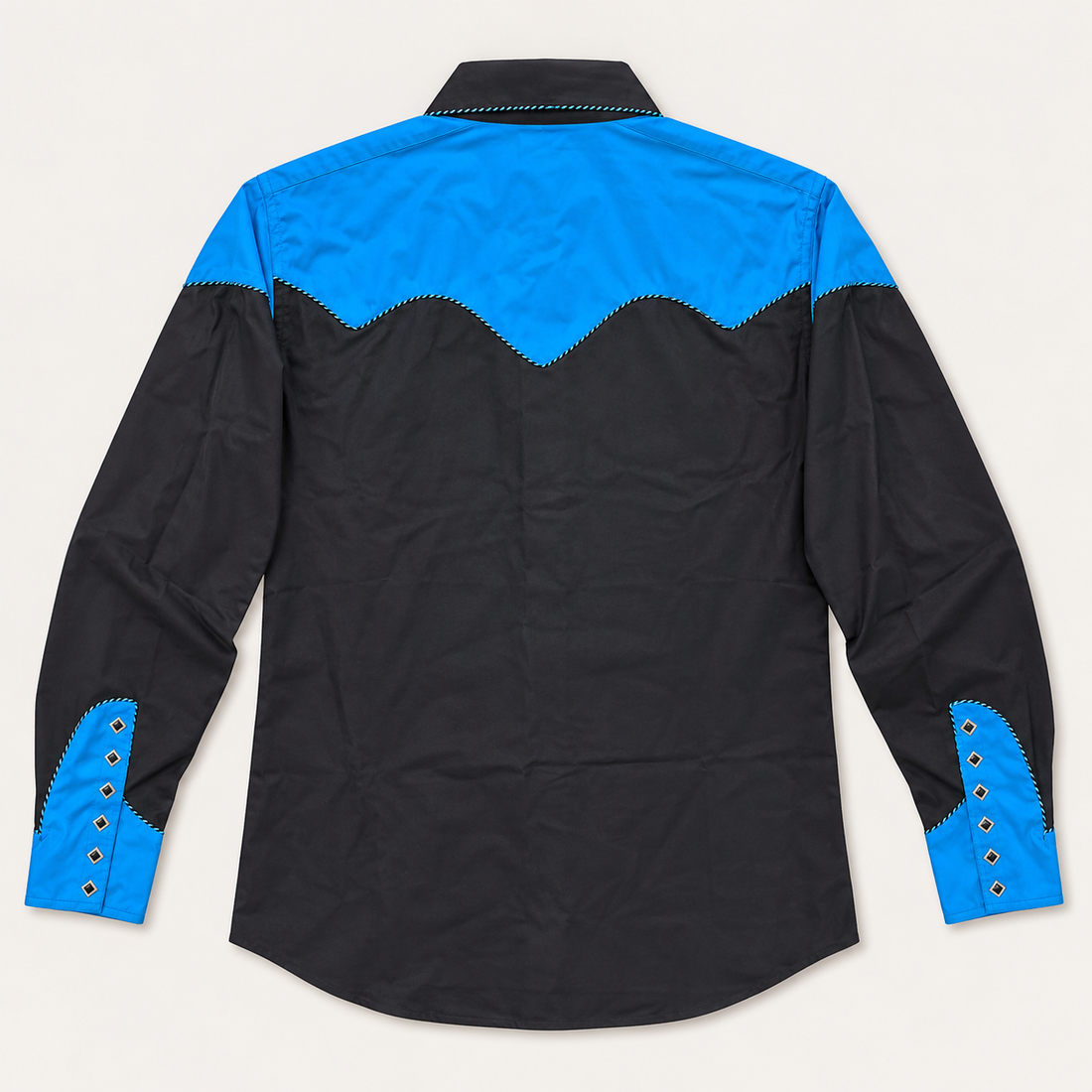 Men’s Classic Black & Blue Retro Western Snap Shirt