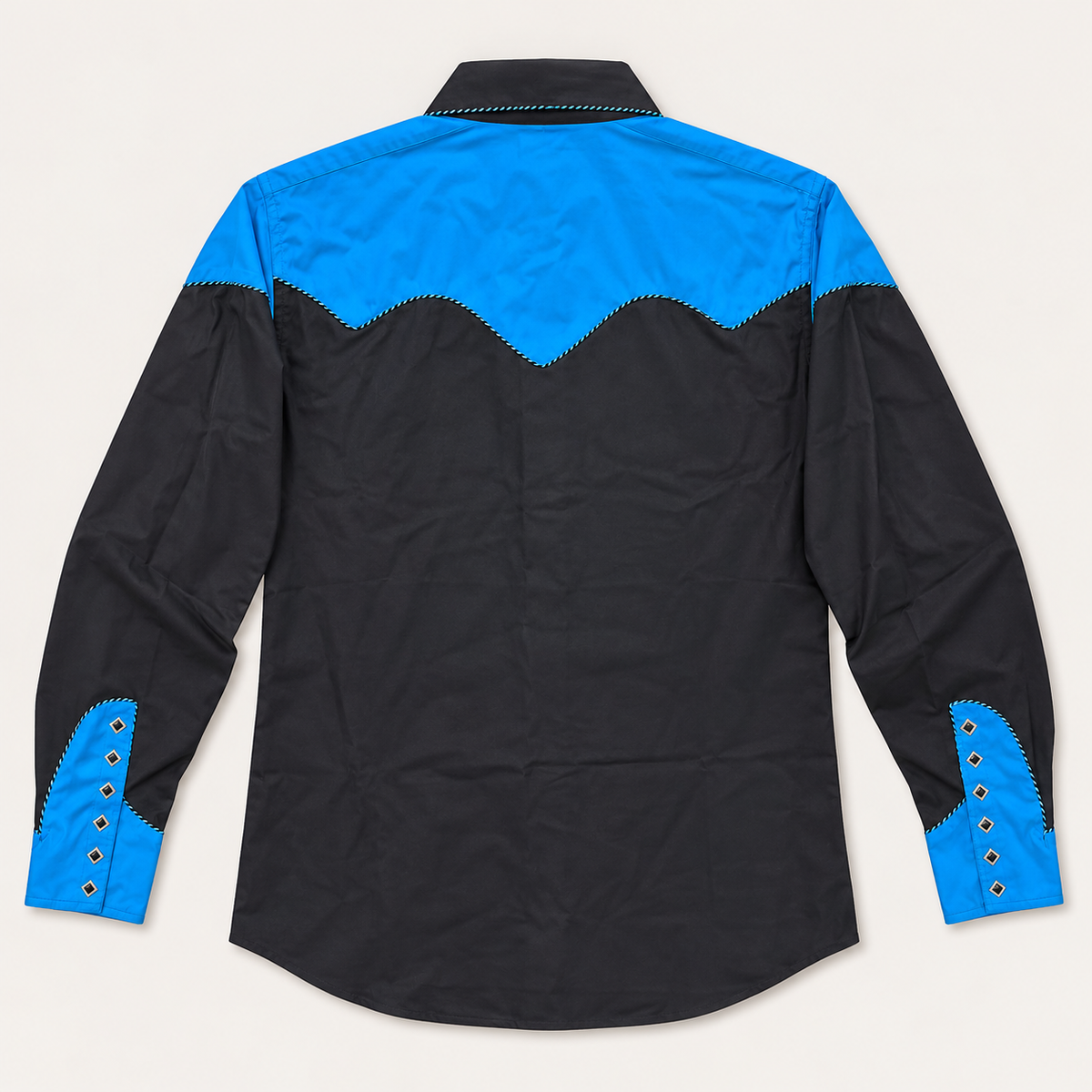 Men’s Classic Black & Blue Retro Western Snap Shirt