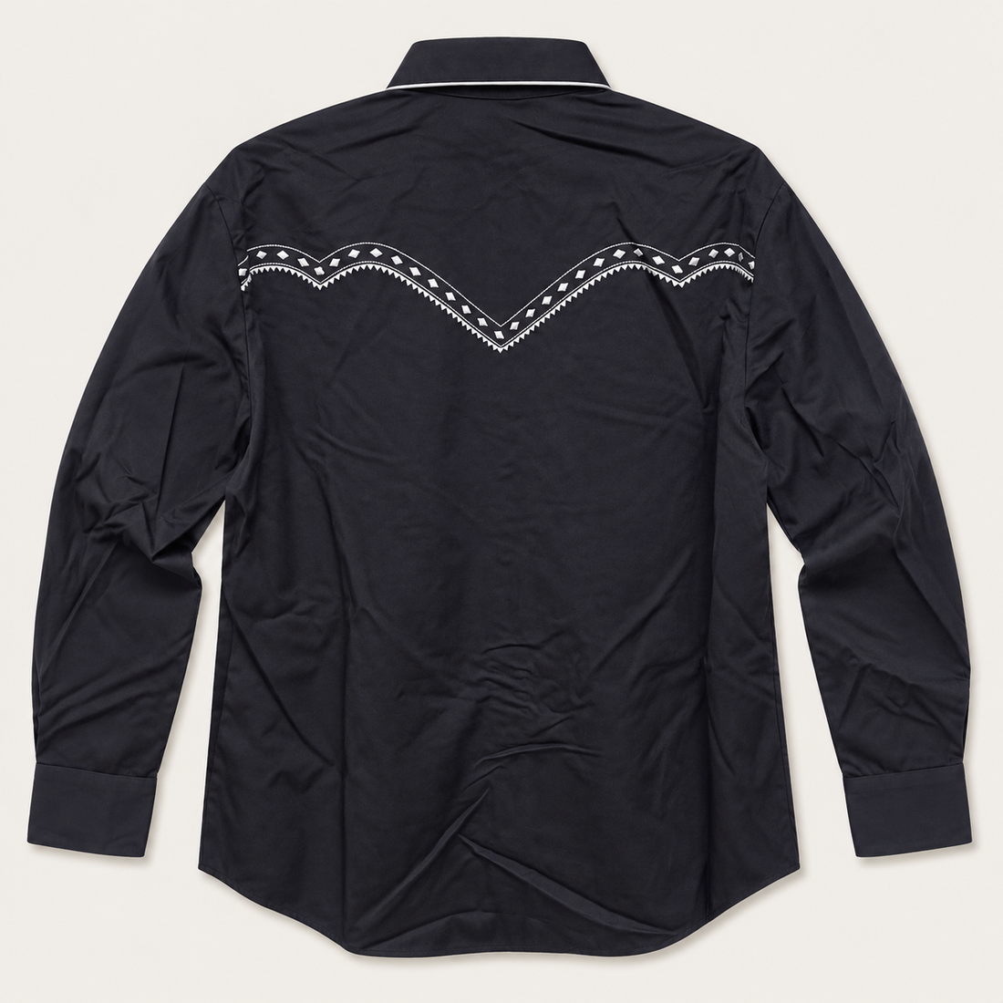 Men’s Classic Black Geometric Embroidered Western Snap Shirt