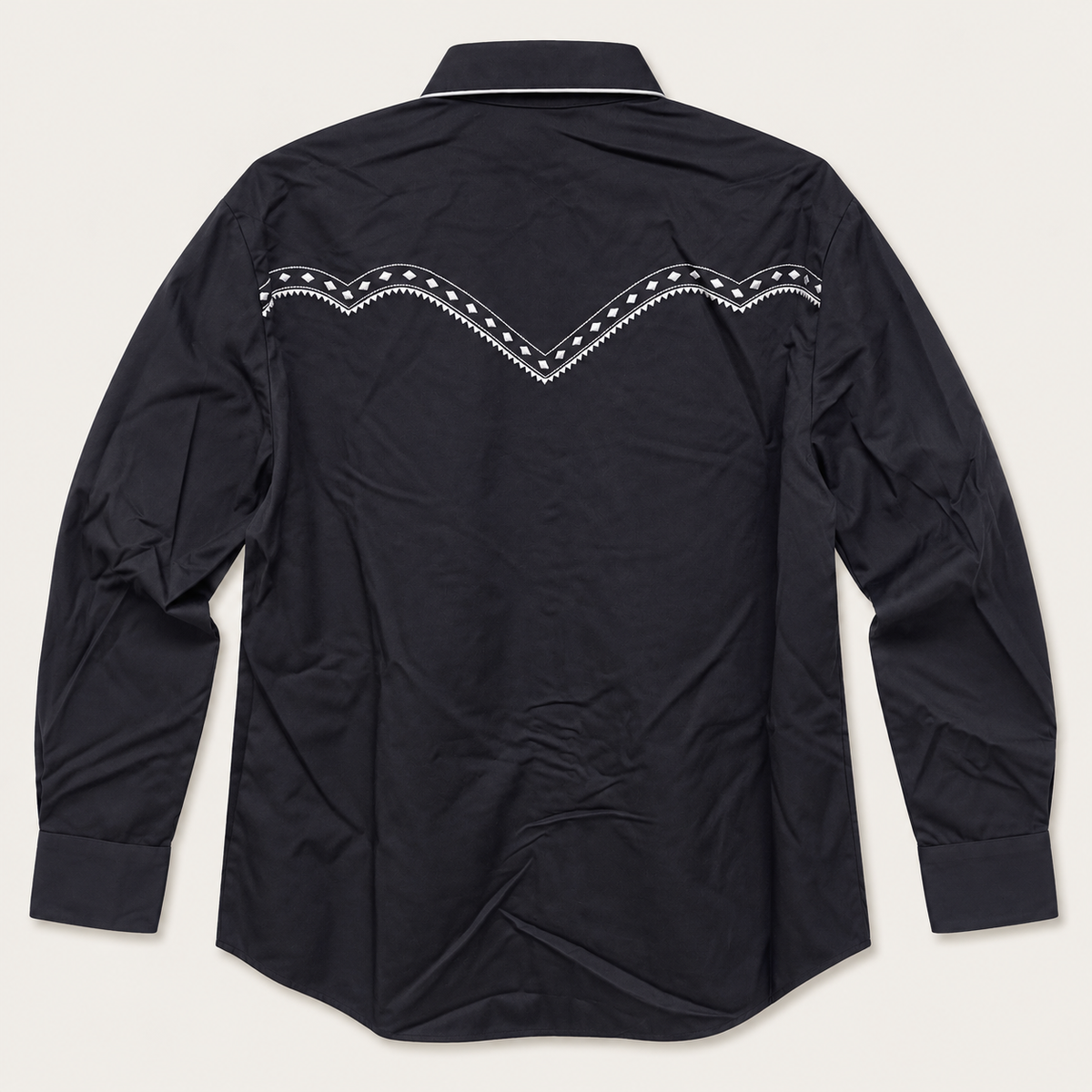 Men’s Classic Black Geometric Embroidered Western Snap Shirt