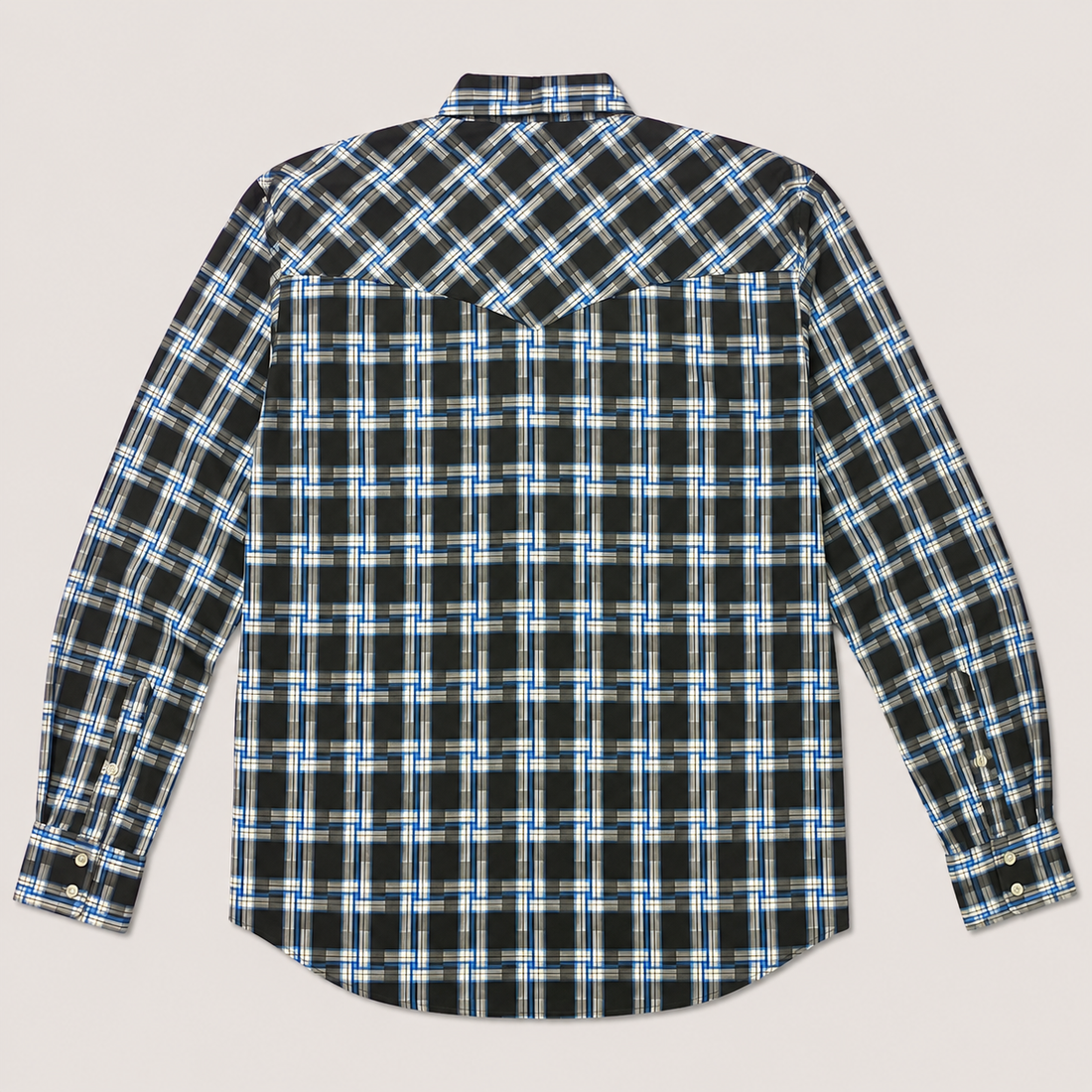 Cowboy Legend Men's Black & Electric Blue Plaid Western Shirt