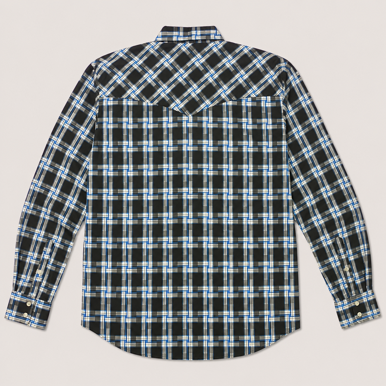Cowboy Legend Men's Black & Electric Blue Plaid Western Shirt