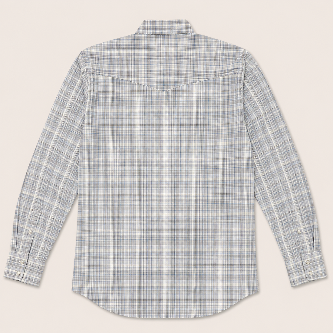 Cowboy Legend Men's Light Grey Plaid Pearl Snap Western Shirt