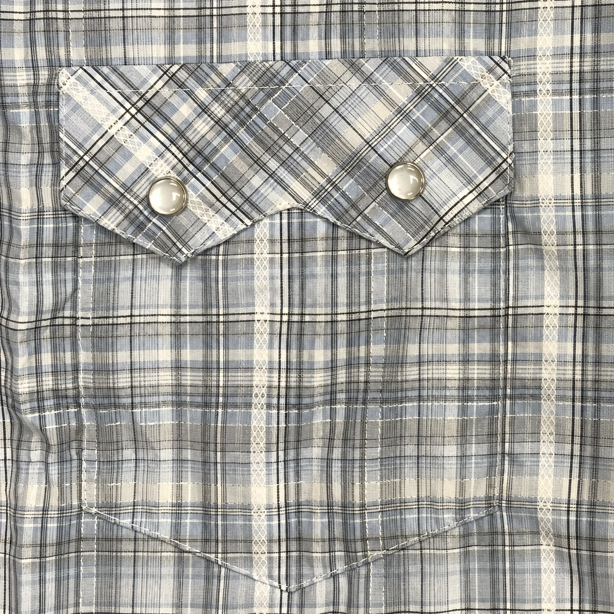 Cowboy Legend Men's Light Grey Plaid Pearl Snap Western Shirt