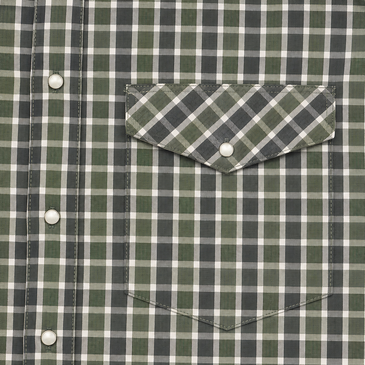 Cowboy Legend Men's Green Plaid Pearl Snap Western Shirt