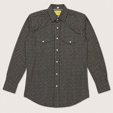 Cowboy Legend Men's Black Micro Plaid Pearl Snap Western Shirt