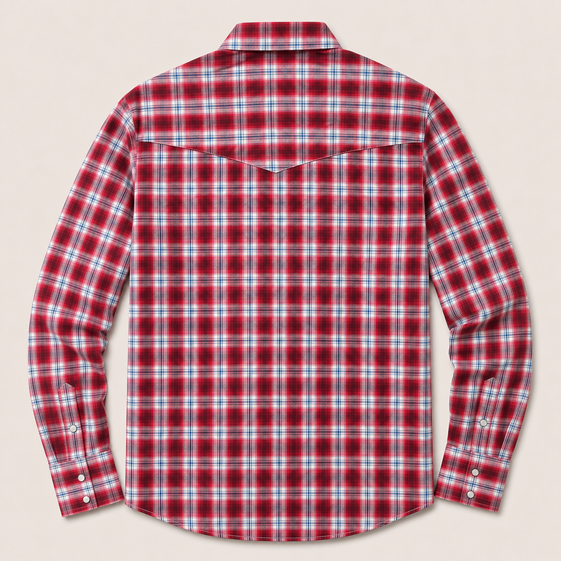 Men's Red Plaid Long Sleeve Western Snap Shirt