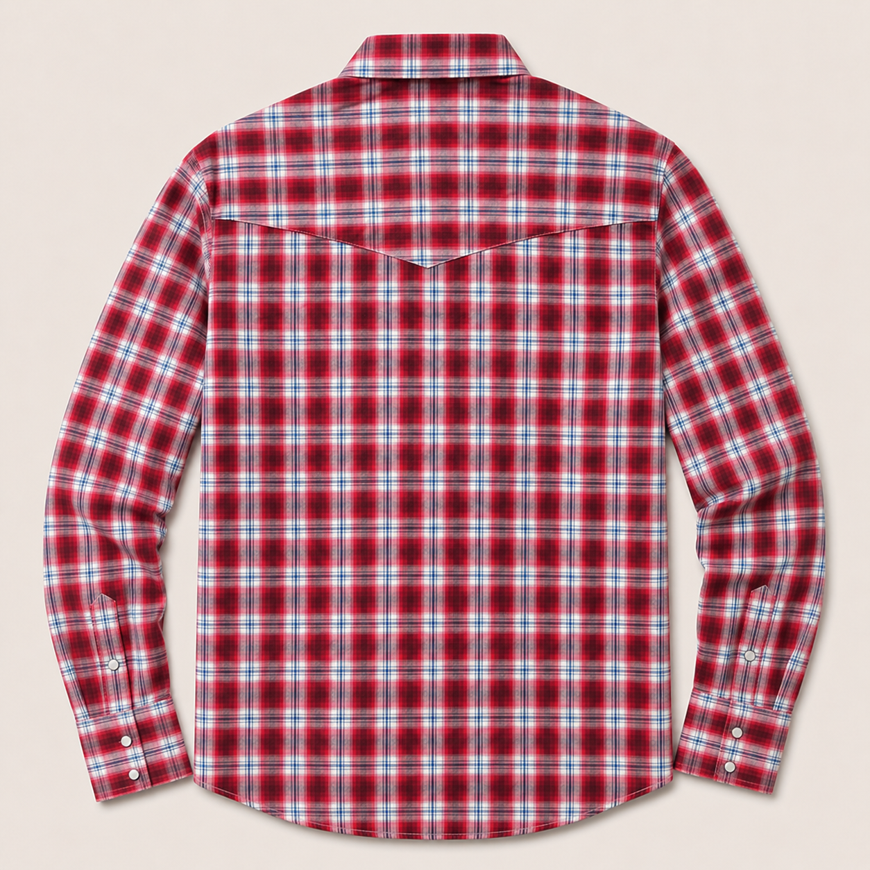 Men's Red Plaid Long Sleeve Western Snap Shirt