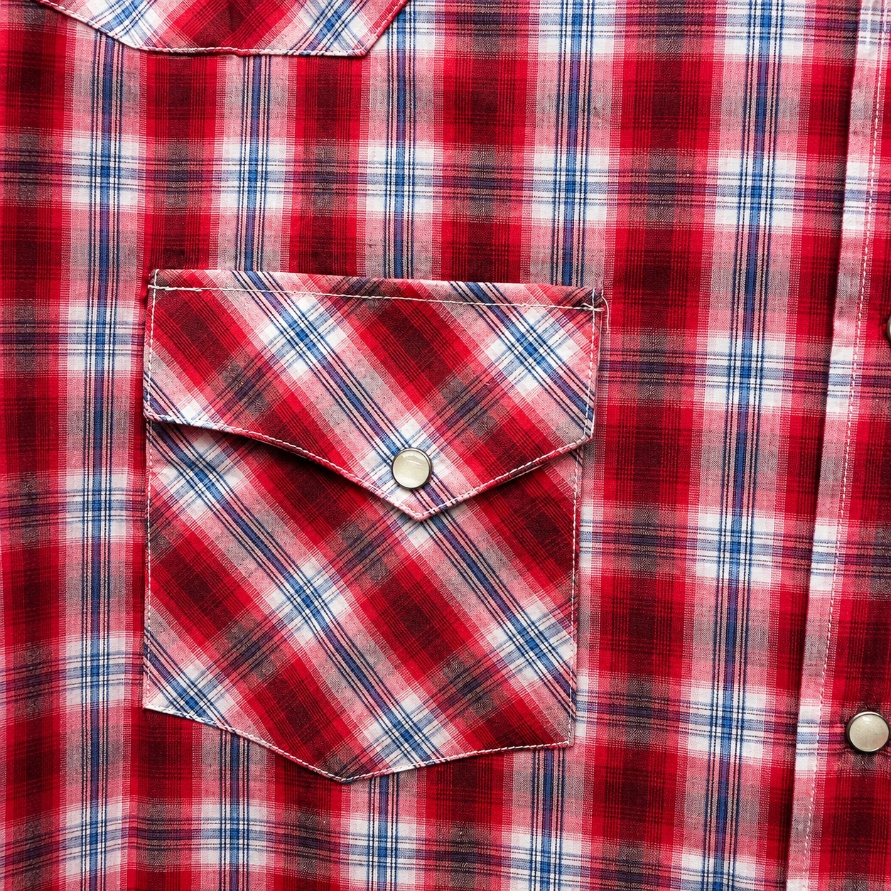 Men's Red Plaid Long Sleeve Western Snap Shirt
