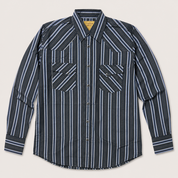 Men's Black & Blue Stripe Long Sleeve Western Snap Shirt