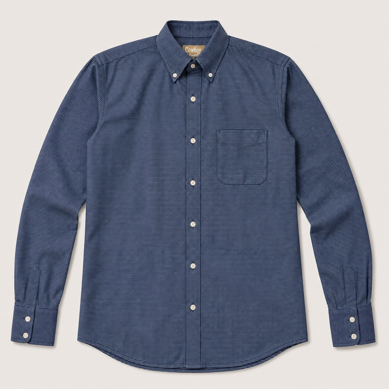 Men's Navy Micro Stripe Long Sleeve Button-Down Shirt