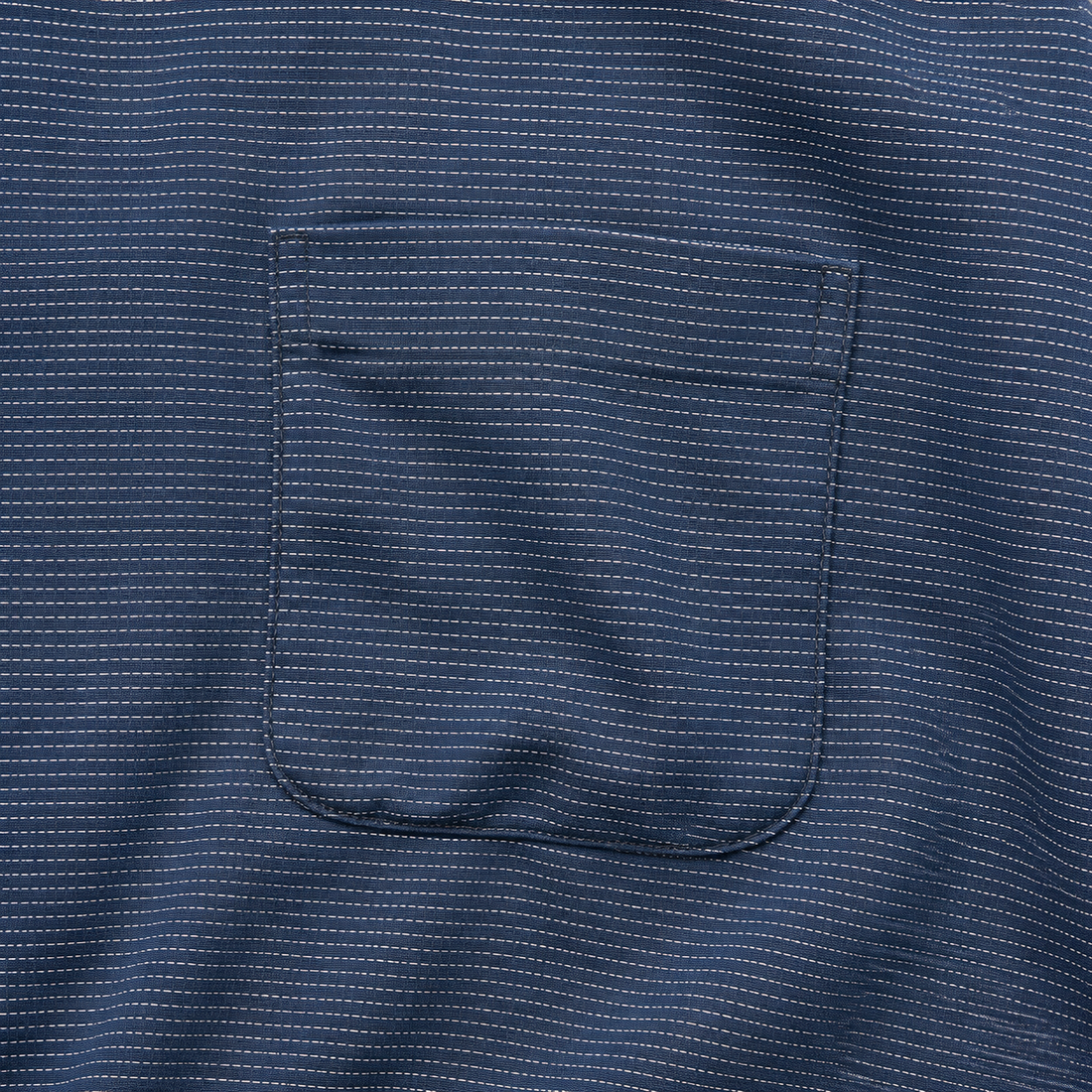 Men's Navy Micro Stripe Long Sleeve Cowboy Western Button-Down Shirt