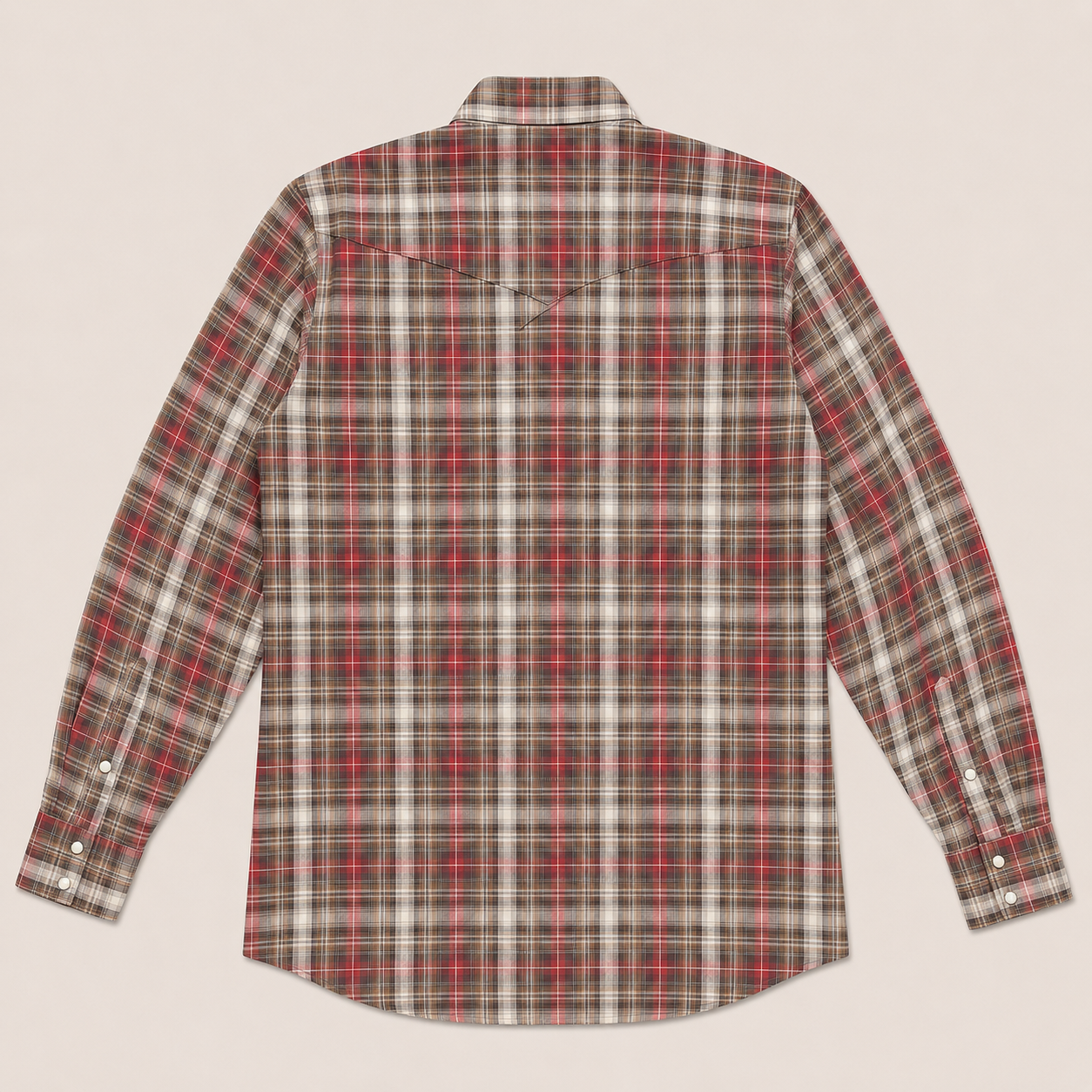 Cowboy Legend Men's Vintage Red & Brown Plaid Pearl Snap Western Shirt