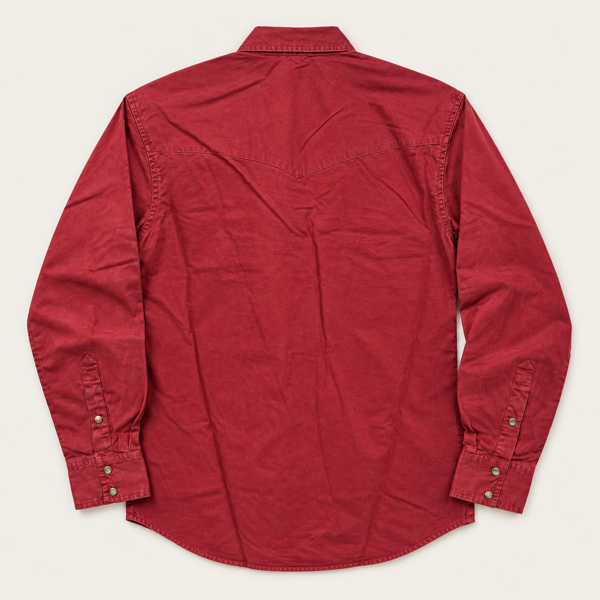 Men’s Classic Red Tonal Print Long Sleeve Cowboy Western Snap Shirt