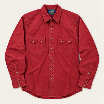Men’s Classic Red Tonal Print Long Sleeve Cowboy Western Snap Shirt