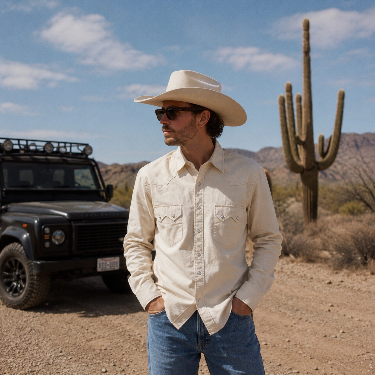 Classic Western Men's Solid Light Tan Western Snap Shirt .