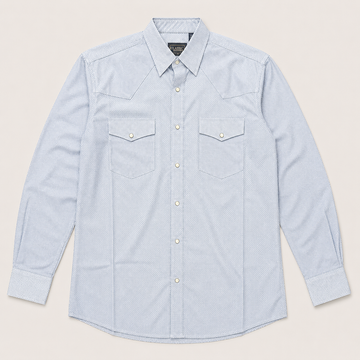 Cowboy Legend Men's Light Blue Micro Check Western Shirt