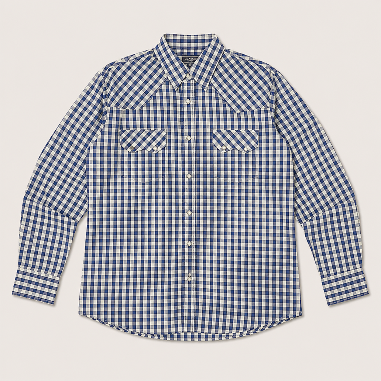 Cowboy Legend Men's Blue Gingham Pearl Snap Western Shirt