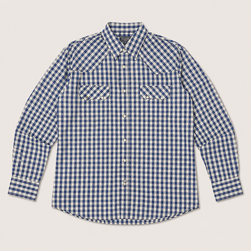 Cowboy Legend Men's Blue Gingham Pearl Snap Western Shirt