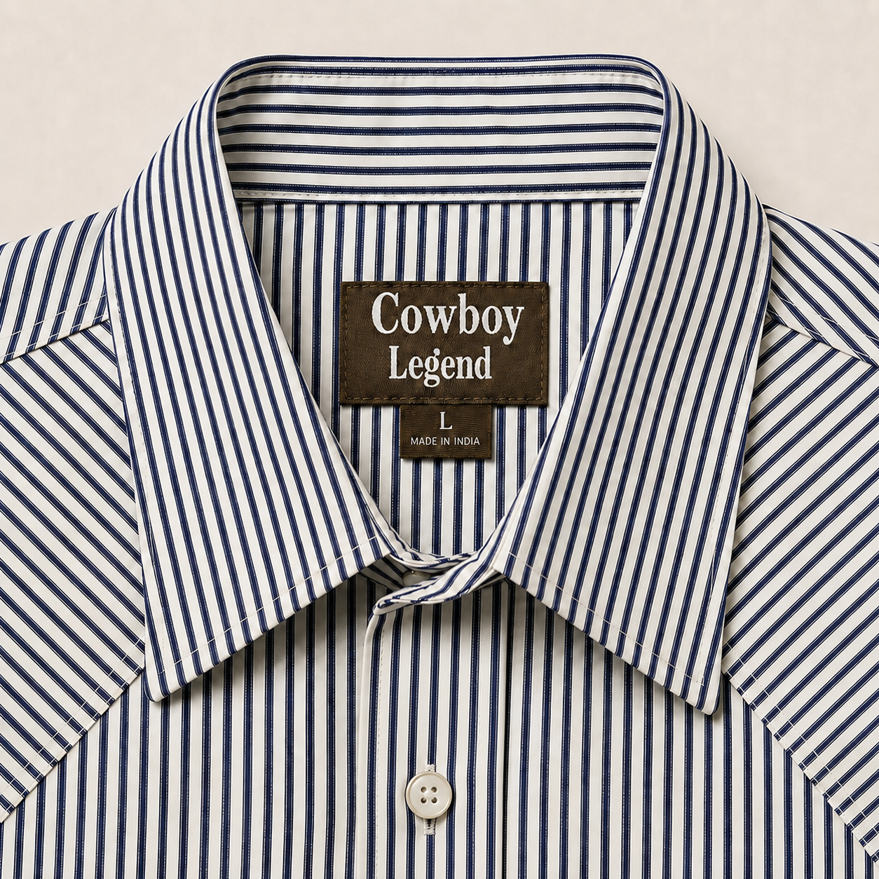 Men’s Navy White Pin Stripe Long Sleeve Cowboy Western Button Down Shirt