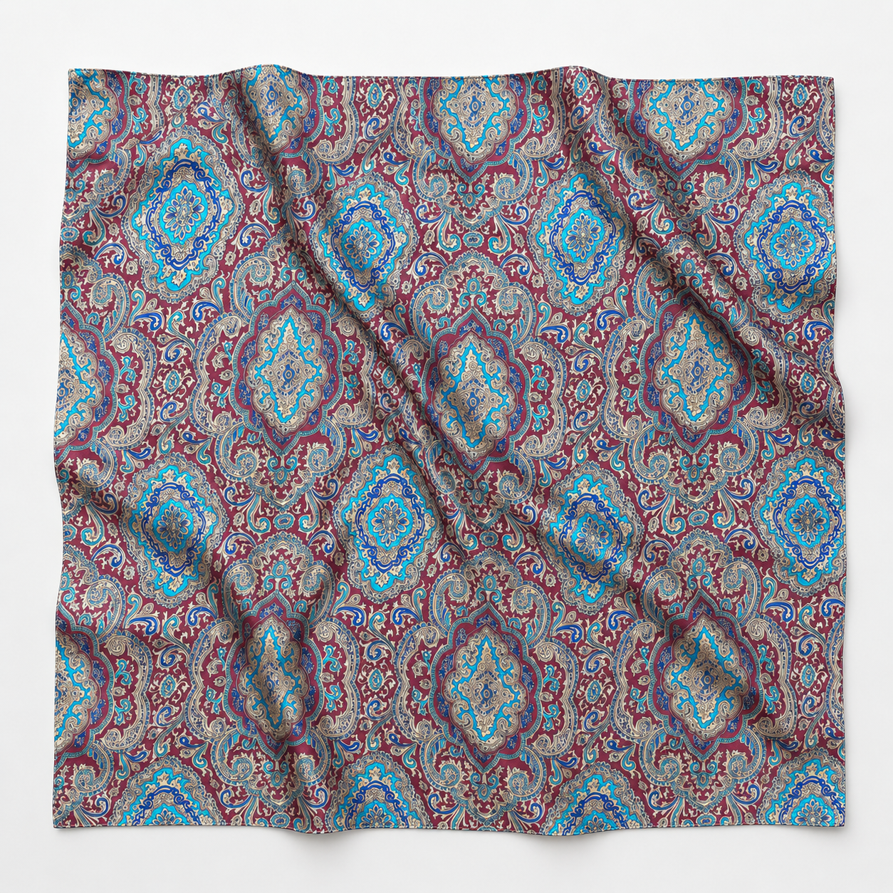 Women’s Burgundy Paisley Silk Wildrag Scarf