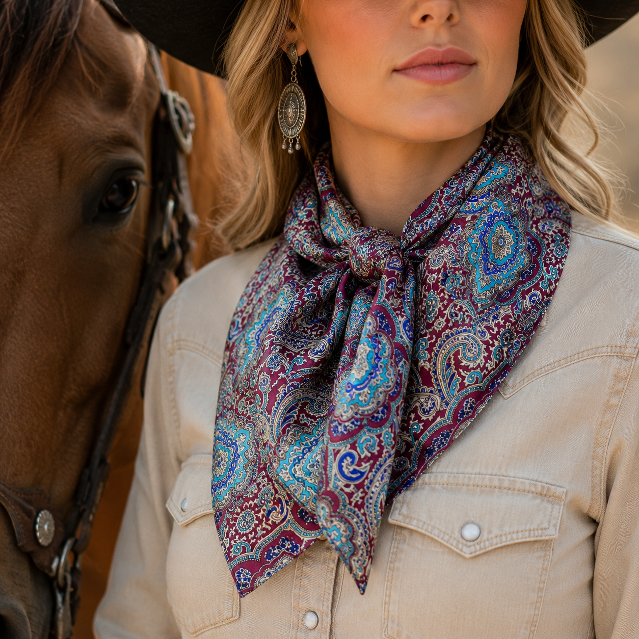 Women’s Burgundy Paisley Silk Wildrag Scarf