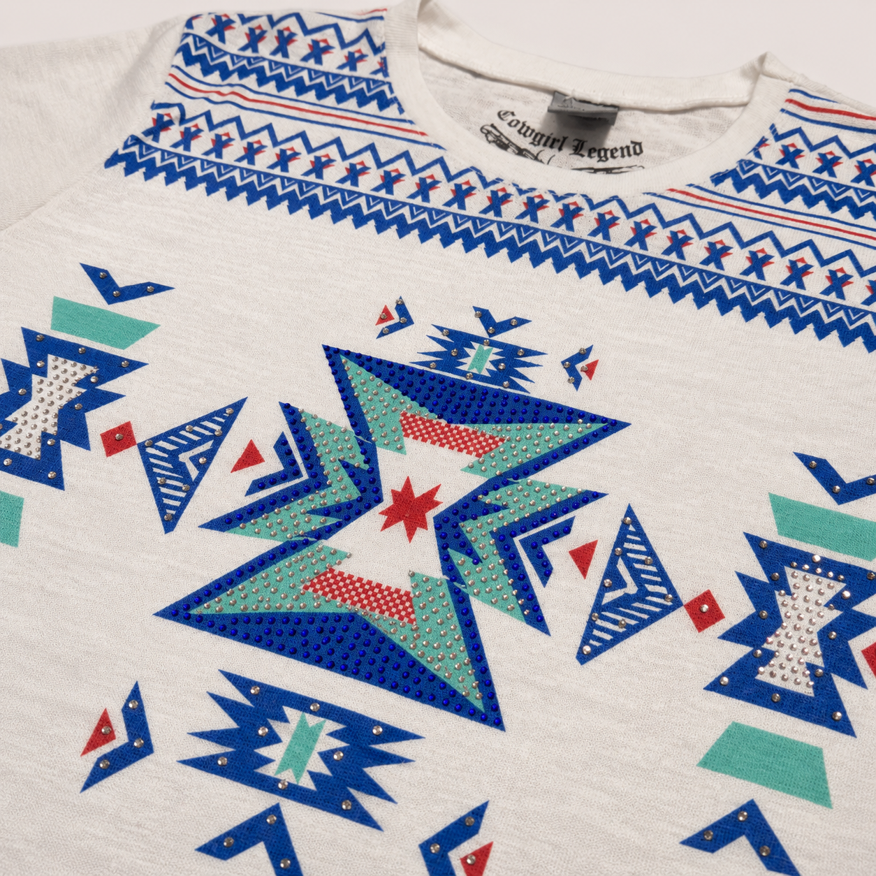 Ladie's Ivory Aztec Burnout Tee