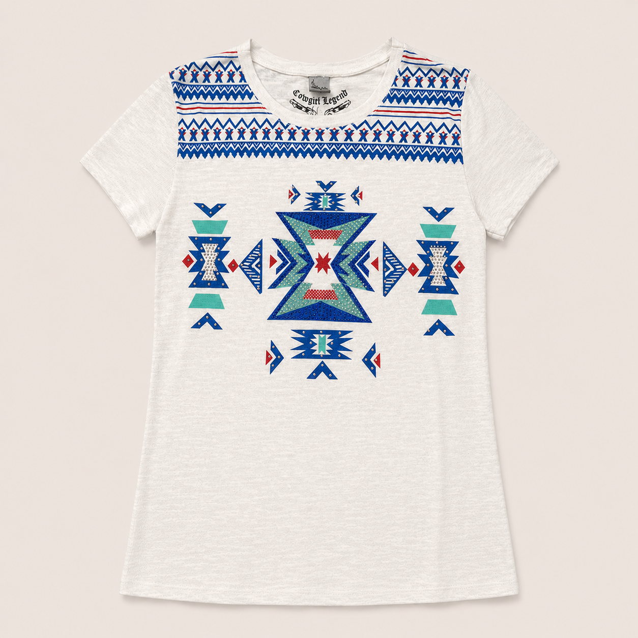 Ladie's Ivory Aztec Burnout Tee