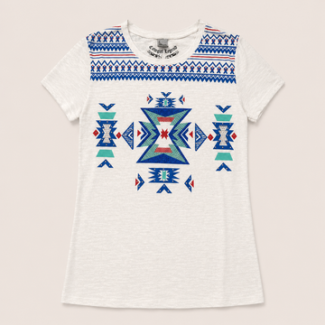Ladie's Ivory Aztec Burnout Tee