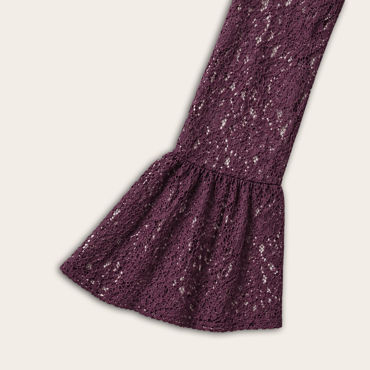 Ladies Wine Vintage Lace Bell Sleeve Tunic Top