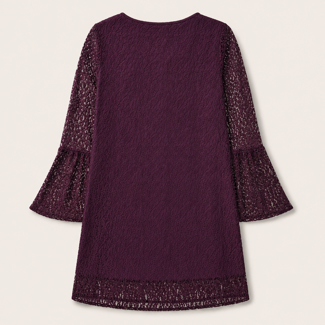 Ladies Wine Vintage Lace Bell Sleeve Tunic Top