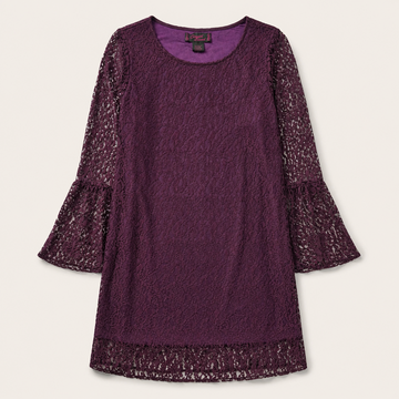 Ladies Wine Vintage Lace Bell Sleeve Tunic Top